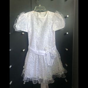 Girls size 11 lace silver short party dressy dress